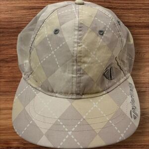 TaylorMade Golf Hat Argyle Pattern Adjustable‎ Back Beige